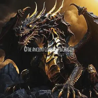 Black and Gold Dragon Companion - Fierce, Dark, Intense Power - My Store