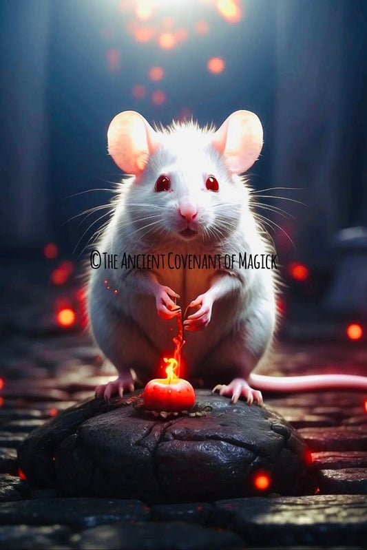 Infernal White Mouse Familiar - Fire Elemental Spirit Companion - My Store