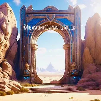 Mystical sacred gateway portal in a desert landscape inviting Djinn energy and presence.